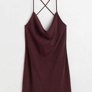 H&M short satin slip dress, dark burgundy, Size XXL  ( NEW WITH TAGS )